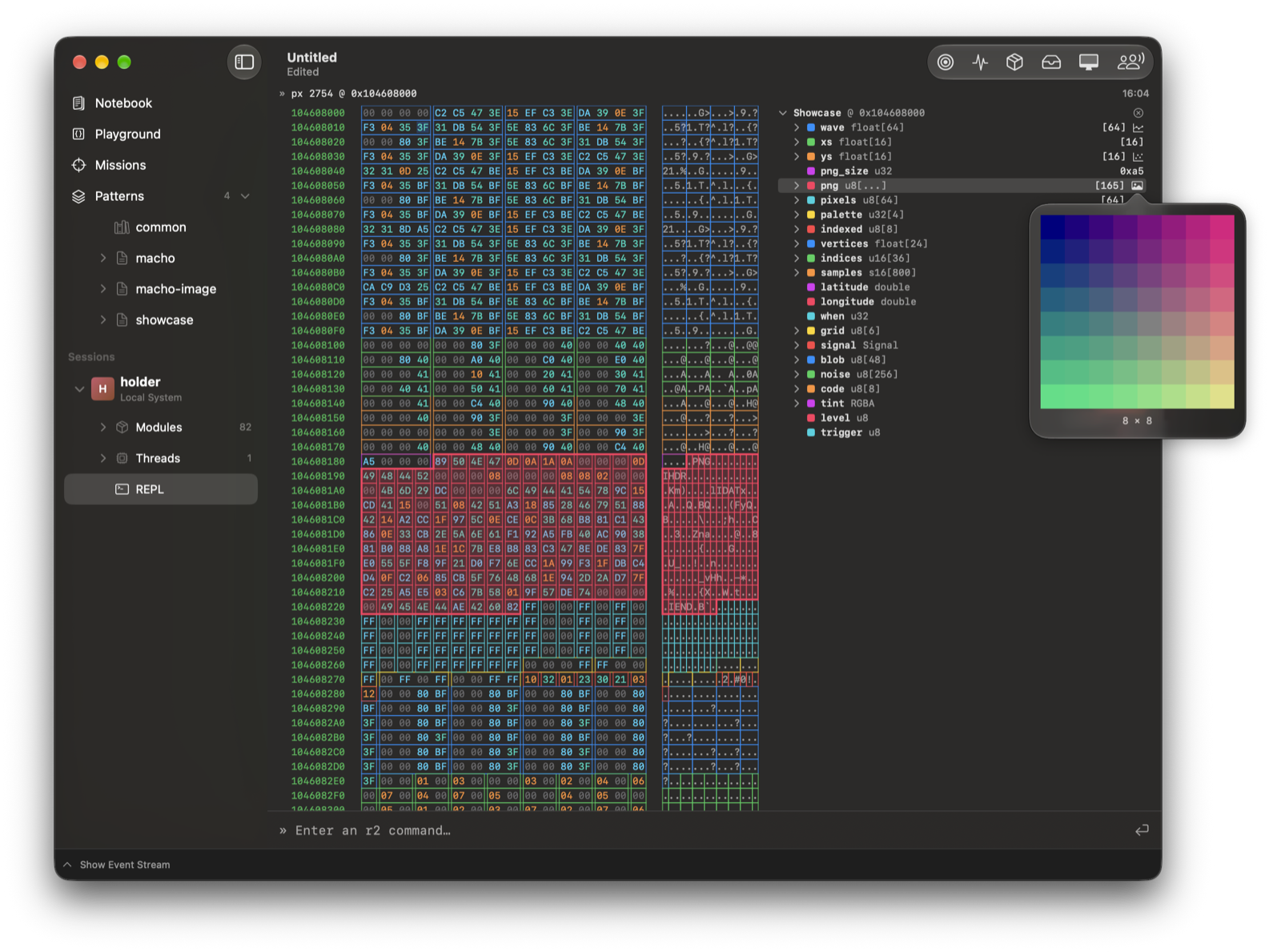 An embedded PNG luma-pattern-image