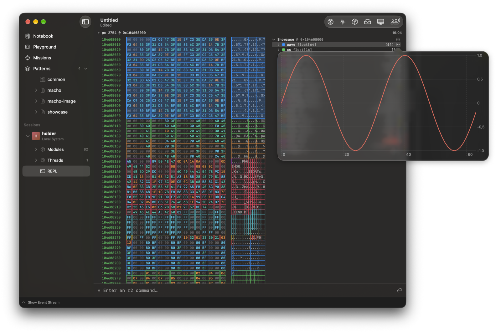 A float array as a line plot luma-pattern-line-plot
